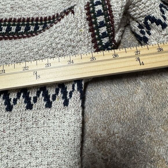 VTG Jantzen Pullover Sweater 100% Cotton Beige XL Fair Isle Fisherman Grandpa - Picture 6 of 9